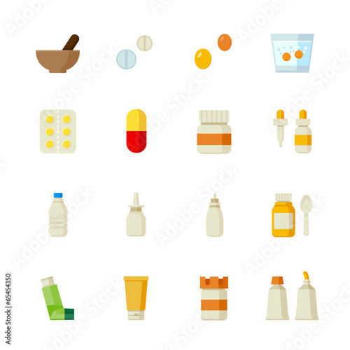 Pharmacy and Medical Icons with White Background