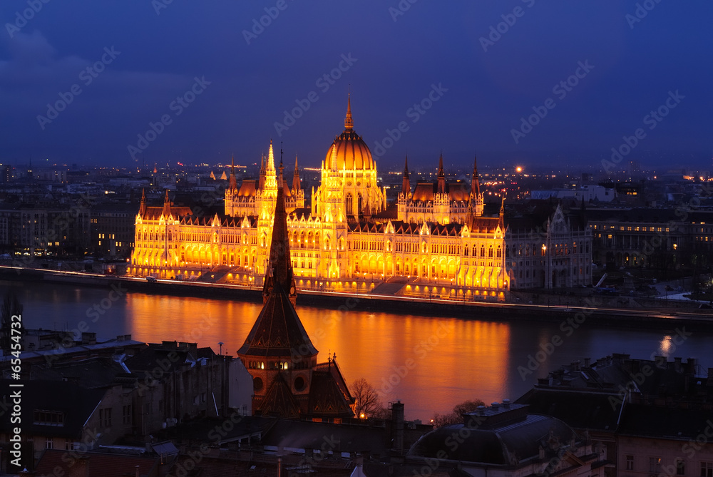 Hungarian Parliament Building at Dusk