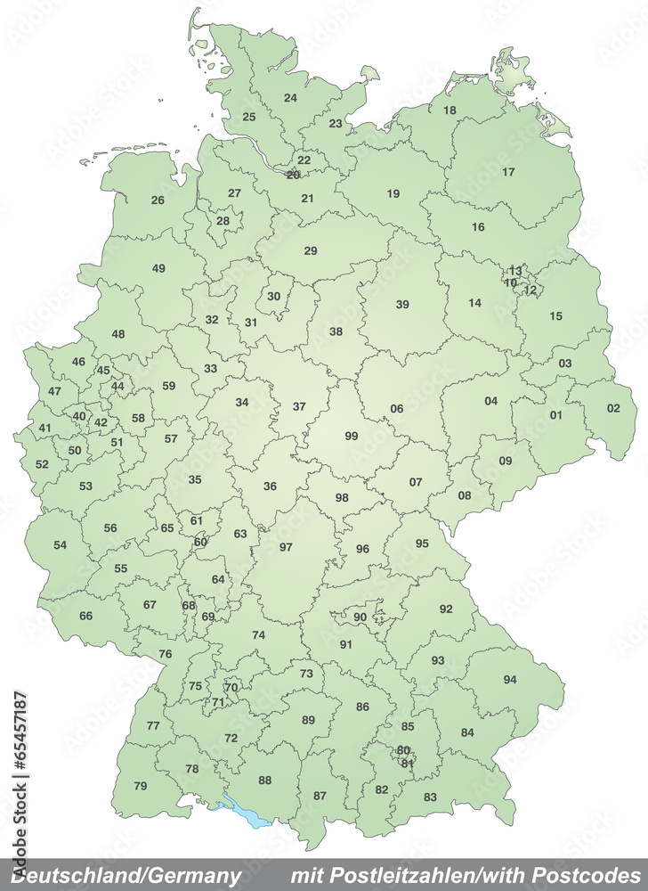 Germany Pos Code Map Karte von Deutschland mit Postleitzahlen Stock Vector | Adobe Stock