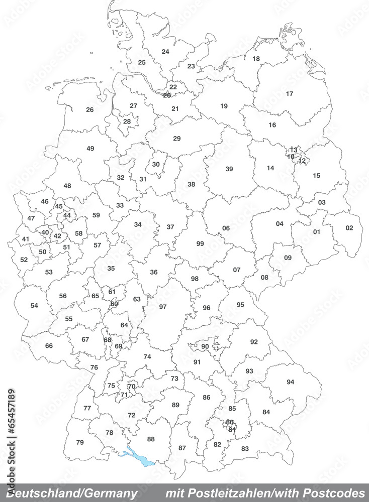 Karte von Deutschland mit Postleitzahlen Stock Vector | Adobe Stock