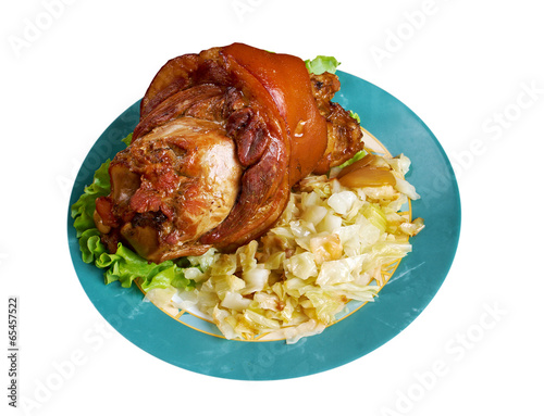 Photography Bavarian  grilled knuckel of pork