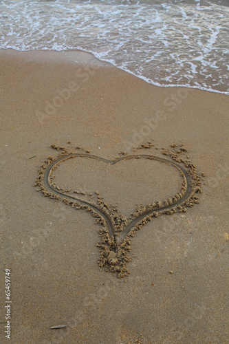 Heart on the beach sand