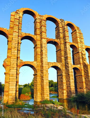 Roman aqueduct of Los Milagros, Merida, Extremadura, Spain photo