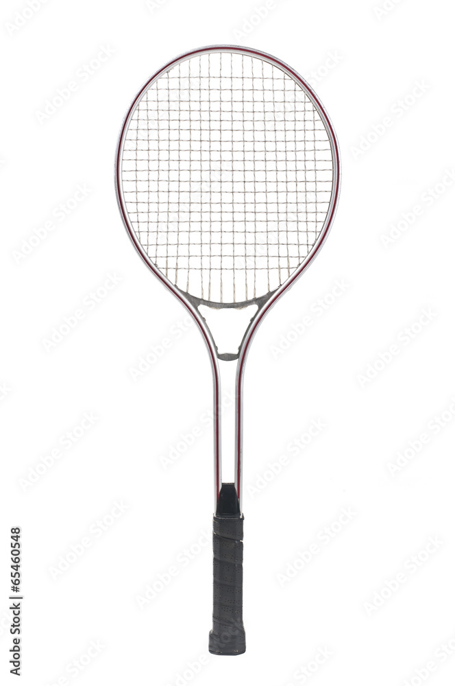 Old tennis racket isolated on white. Old tennis racket isolated on white.