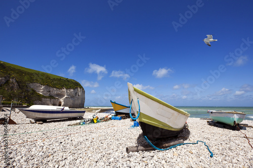 Fisherboats below the cliffs of Yport, Alabaster Coast