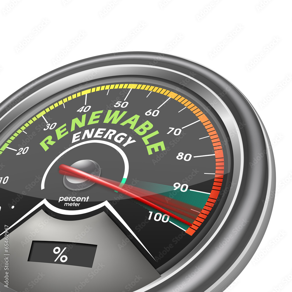 renewable energy conceptual meter indicate hundred percent renewable energy conceptual meter indicate hundred percent