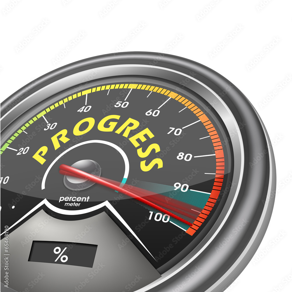 progress conceptual meter indicate hundred percent progress conceptual meter indicate hundred percent