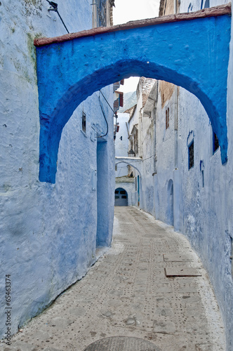 City streets of Chefchaouen, Morocco photo