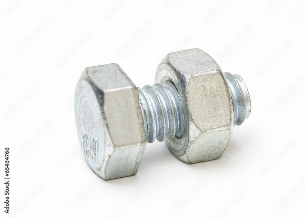 Bolt and nut isolated on white background. Bolt and nut isolated on white background.