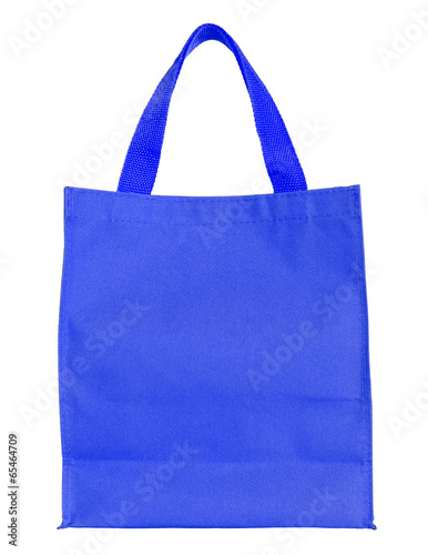 blue canvas shopping bag isolated on white background with clipp