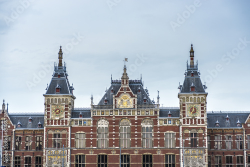 Photography Amsterdam central railway station in Netherlands.