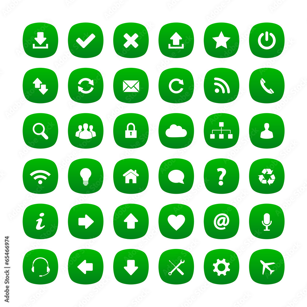Green rounded square icons Green rounded square icons