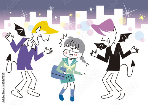 都会の誘惑に負けそうになる女子学生