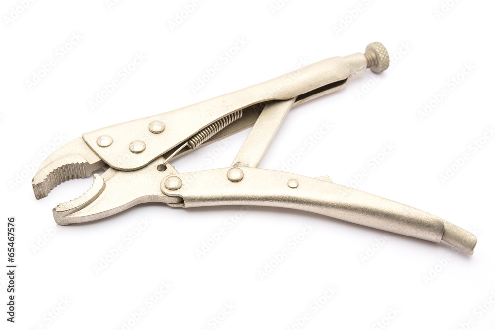 Locking Pliers With Open Jaws isolated on white background Locking Pliers With Open Jaws isolated on white background