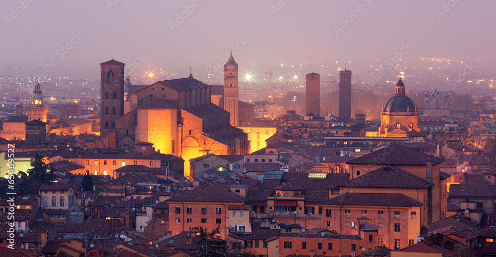 Bologna - Outlook to Bologna old town and cathedral San Petronio