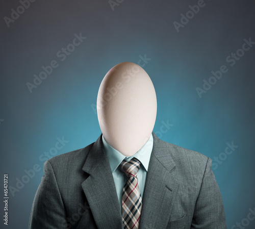 Businessman with egg istead of head