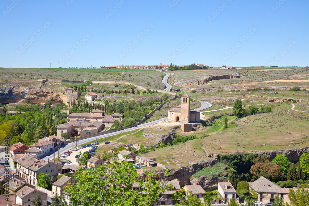 Outskirts of city Segovia and temple of the Knights Templar