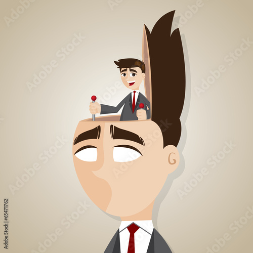 cartoon businessman control head