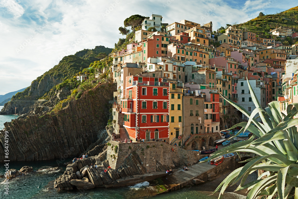Houses on the rocks.  Riomaggiore,  Liguria , Italy