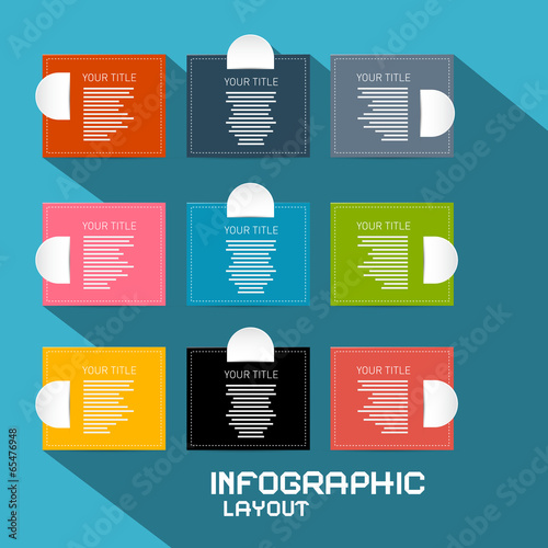 Vector Paper Infographics Template - Layout on Blue Background