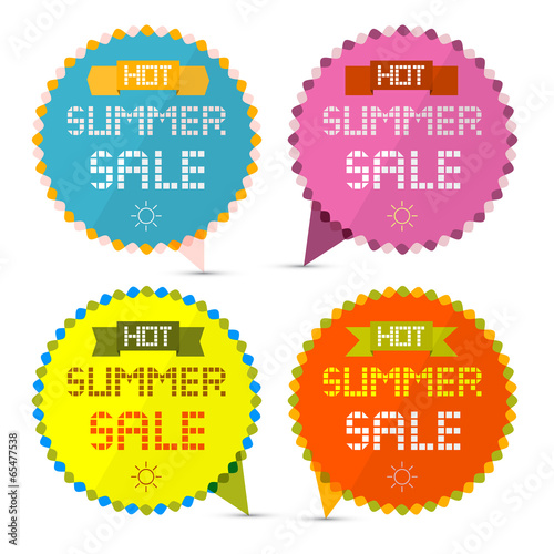 Hot Summer Sale Paper Retro Vector Labels Set