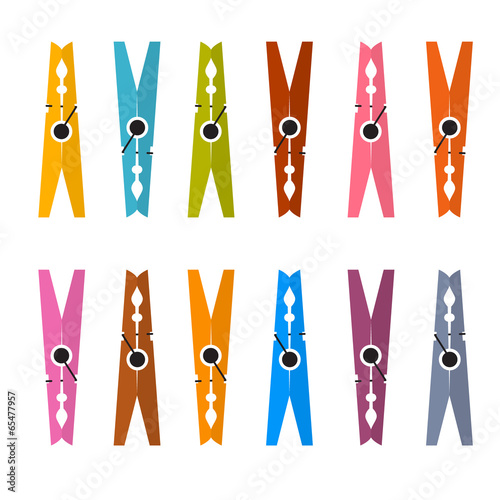 Colorful Pegs Set Vector Illustration