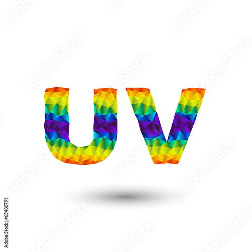 rainbow vector alphabet font in triangular design - u, vee photo