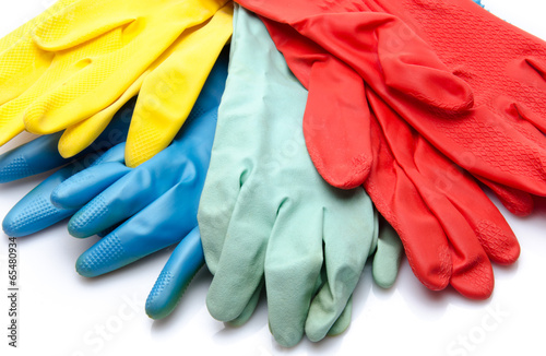 Dish gloves in different colors photo
