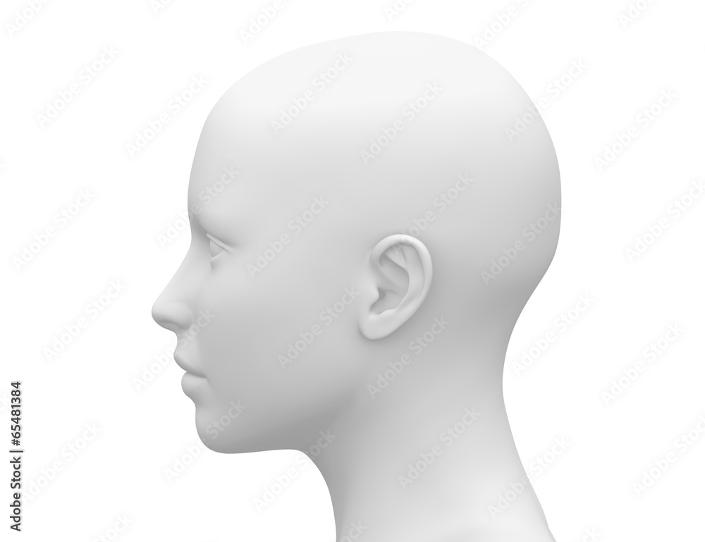 Blank White Female Head - Side view Blank White Female Head - Side view