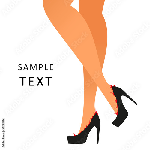 Female legs feels a pain wearing shoes