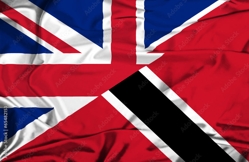 Waving flag of Trinidad and Tobago and UK Waving flag of Trinidad and Tobago and UK
