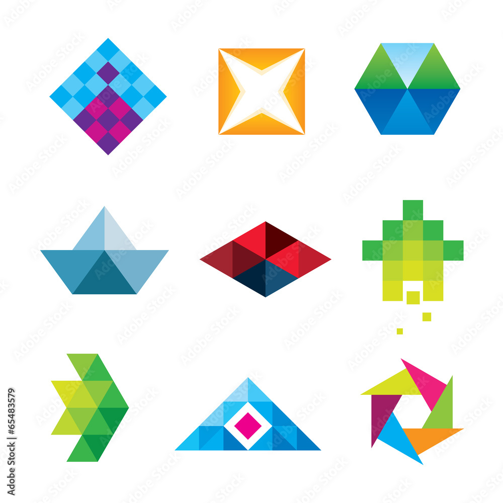 Geometric polygon art design arrow new dimension logo set icon Geometric polygon art design arrow new dimension logo set icon