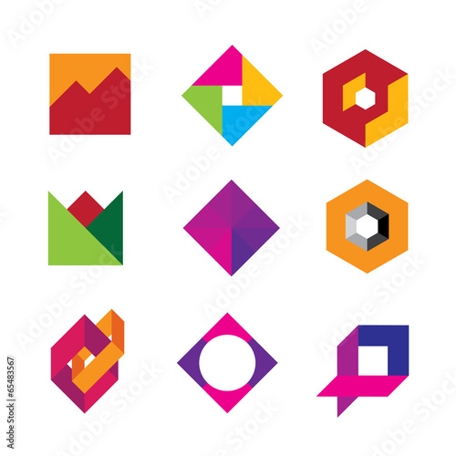Free Download Quality geometric base logo art design abstract polygon icon set - GFXLoad