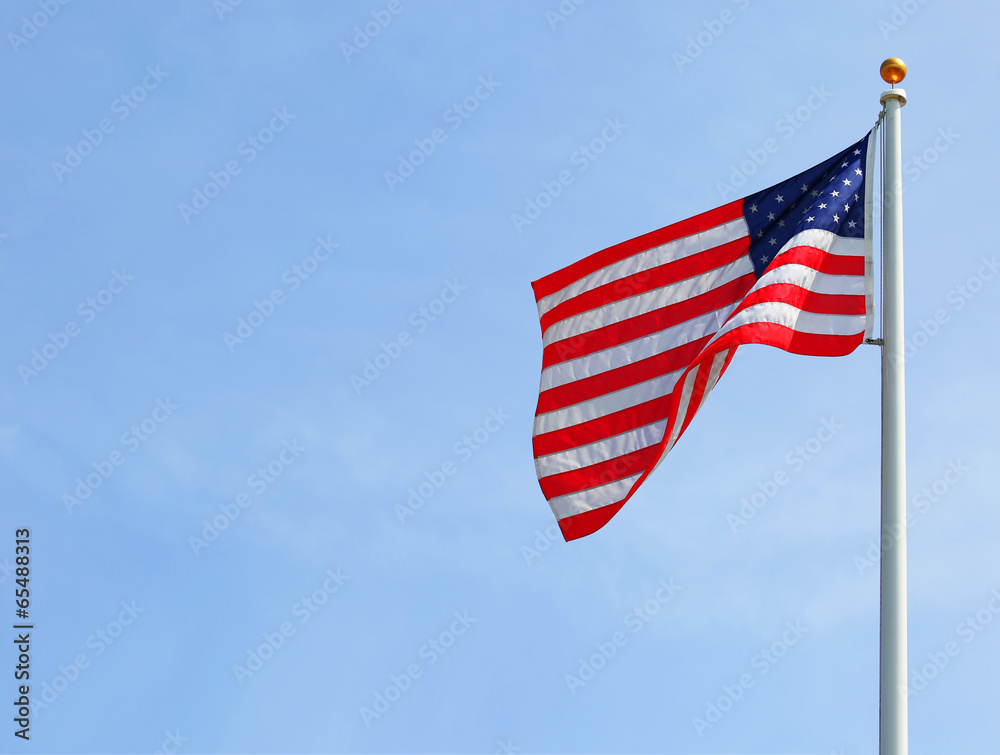 American Flag over Blue Sky