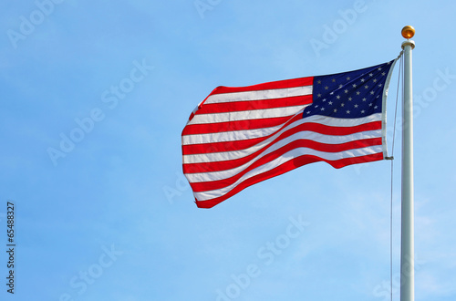 American Flag over Blue Sky