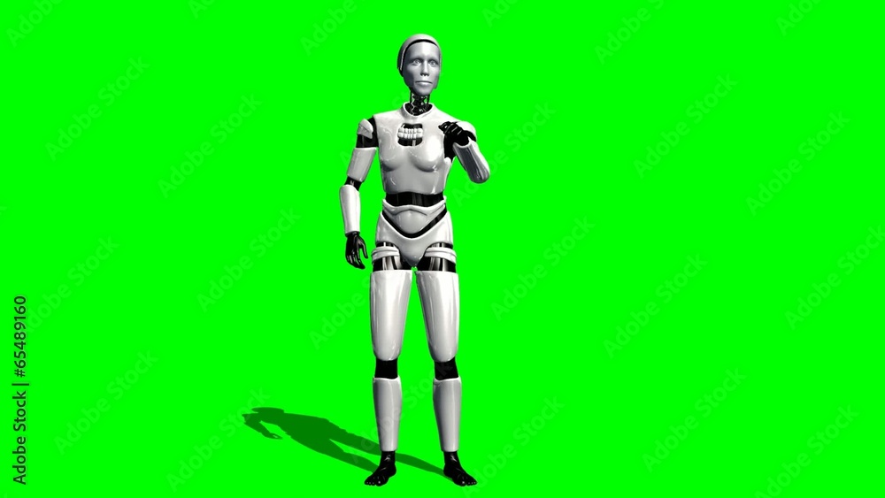 Human I-Robot explains something - green screen Human I-Robot explains something - green screen