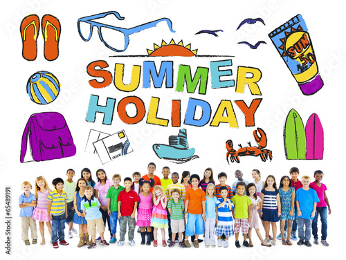 Group of Multiethnic Children with Summer Holiday Concept