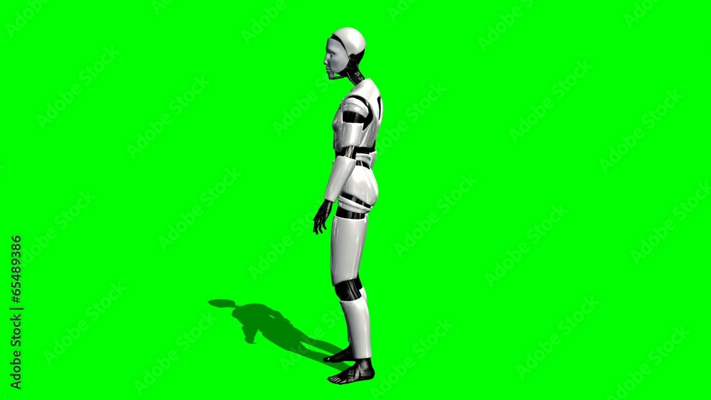 Human I-Robot looking around - green screen Human I-Robot looking around - green screen