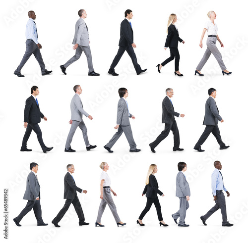 Canvas Print Group of Business People Walking in One Direction