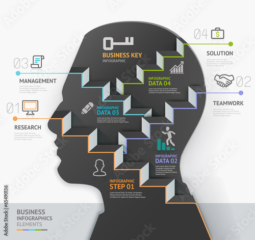 Silhouette businessman head thinking step.