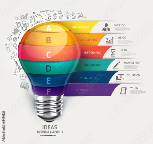 Business concept Lightbulb and doodles icons infographic.