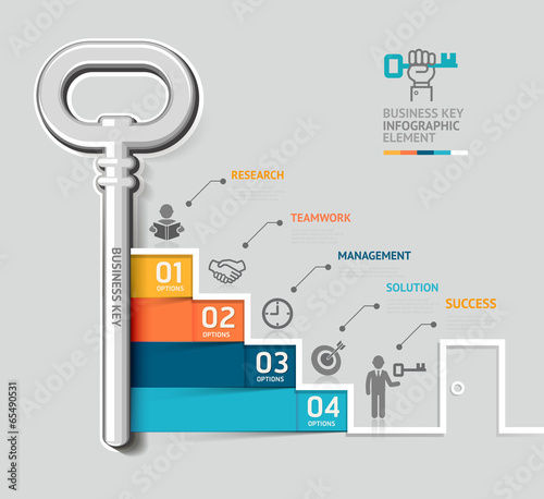 Business key staircase concept infographic template.