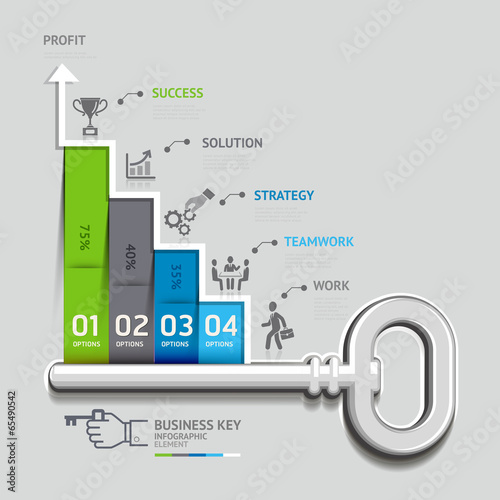 Business key staircase concept infographic template.