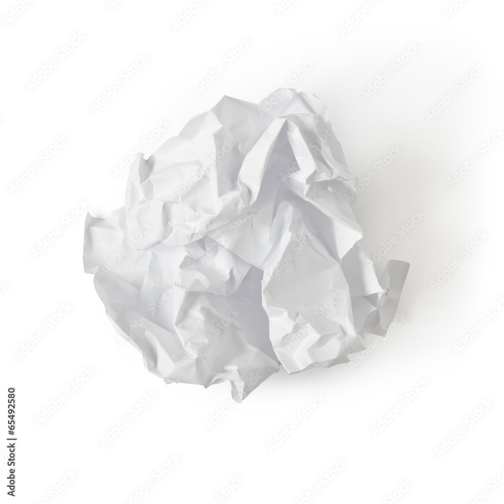 paper ball isolated on white with clipping path