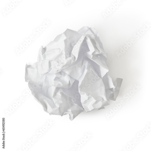 paper ball isolated on white with clipping path