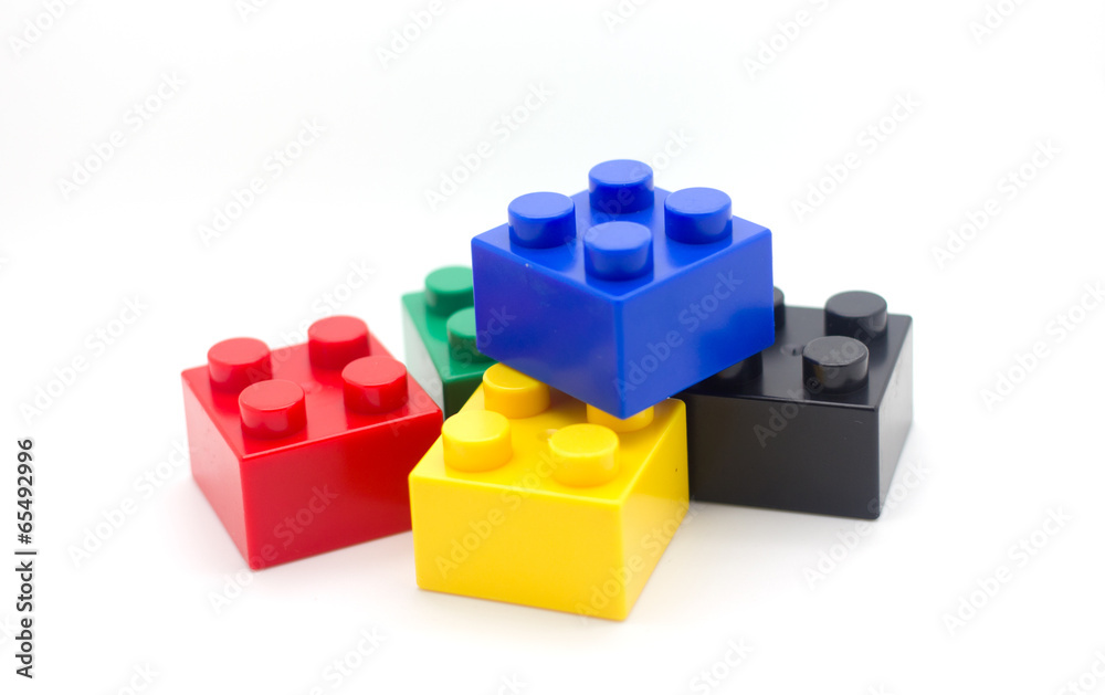 Plastic building blocks isolated on white background Plastic building blocks isolated on white background