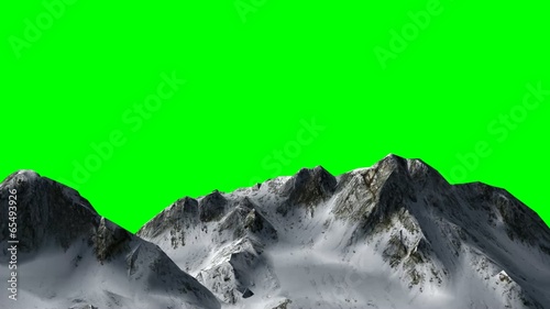 flight over mountains -  green screen
