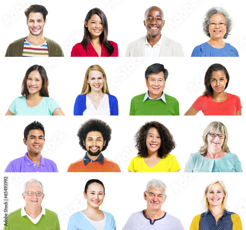 Portrait of Multiethnic Colorful Cheerful People