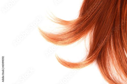 Fényképezés Beautiful red hair isolated on white background