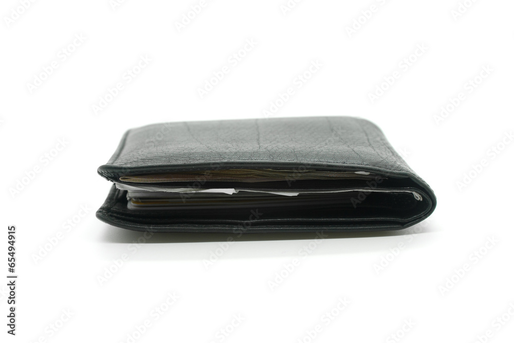 Black leather wallet on white background Black leather wallet on white background